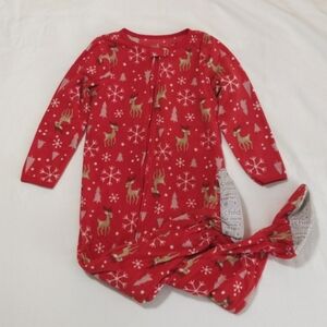 child of mine red reindeer fleece zipper footie sleeper pajamas 4T toddler girls